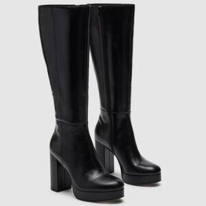 Steve Madden Azura Black Leather Boots - 7.5